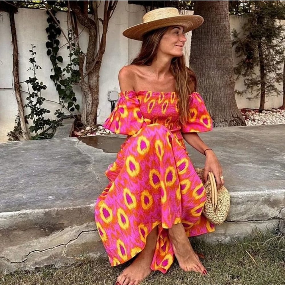 ZARA * BOHO PRINTED MIDI DRESS - Picture 3 of 16